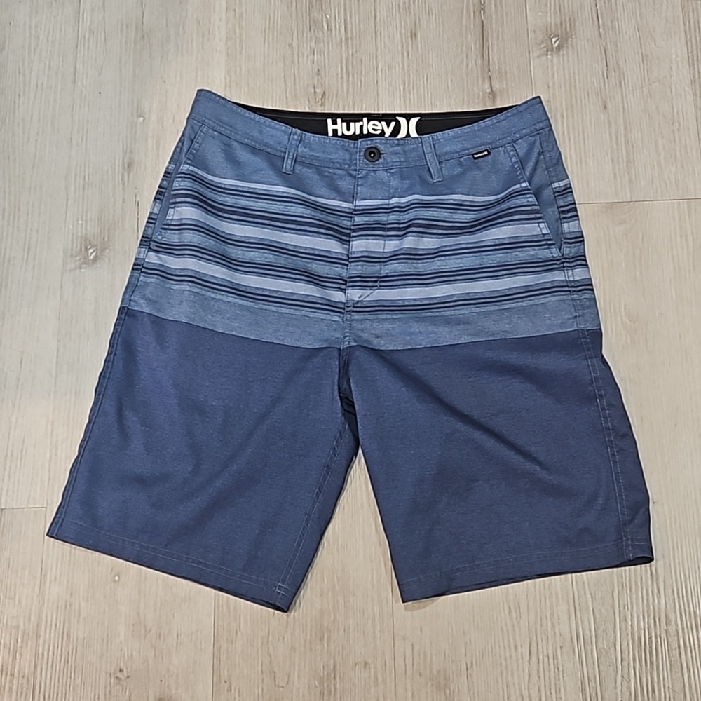 Hurley Mens Size 31 Blue Striped Shorts